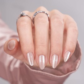 BTArtbox Glitter Press on Nails Almond Fake Nails Pack of 30 Artificial Nails for Sticking with Nail Glue, Glossy Artificial Nails Almond False Nails for Women and Girls