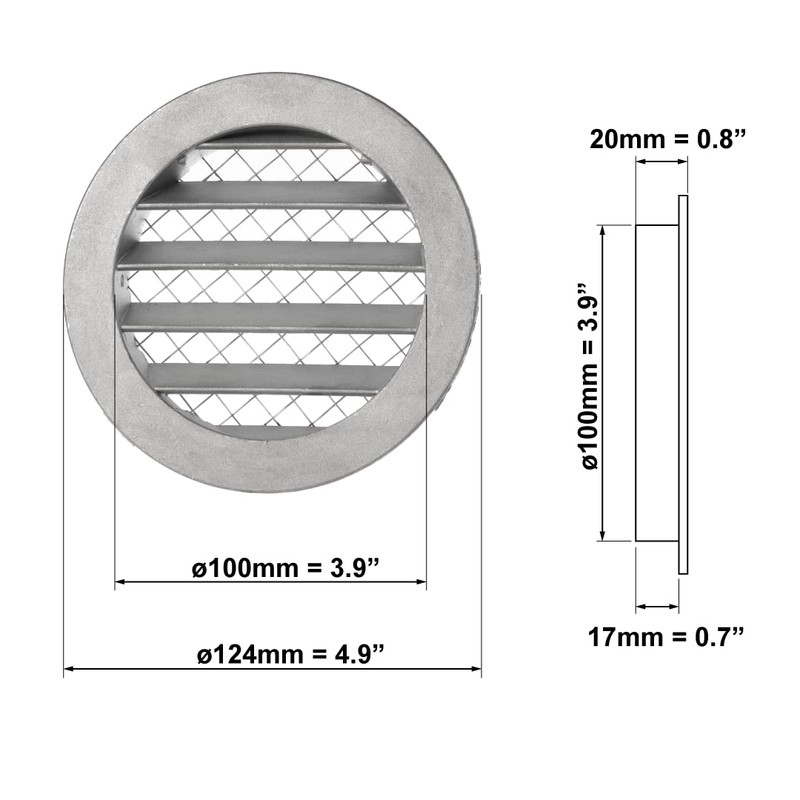 100mm / 4 inch Air Vent Cover - Round Soffit