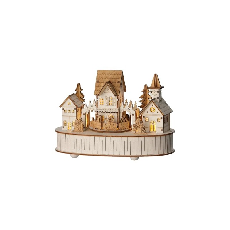 Lumineo LED Wood Village Scene with Music and Motion, 6"