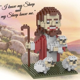 Catholic Series-I am The Good Shepherd Figurine, Bible Story, Christmas Party Gift, Jesus Toy, Collectable Building Set for Aged 14+, Great Gift for Teens and Adults (589Pcs/3.33x3.14x4.44inch)