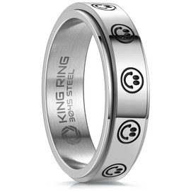 King Ring 6mm Fidget Ring – Spinner Ring for Men & Women K49 – Smile Silver 12