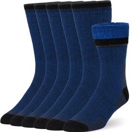 COZIA Merino Wool Socks for Men and Women Warm thermal Boot Hiking Socks 3 Pairs, A40-blue (3 Pairs), Large-X-Large