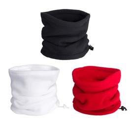 LERTREE 3PCS Winter Neck Warmer Neck Gaiter Fleece Skiing Cycling Windproof Balaclava Scarf For Men Women (Black+White+Red)
