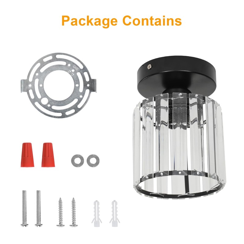 Goeco 2 Pack Crystal Ceiling Light, Modern Industrial Semi Flush