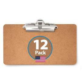 Officemate 5" x 9" Clipboard for Receipts, Low Profile Metal Clip & Pen Holder on Side, Memo Size for Restaurants, Hotels, Food Trucks, Bars, Schools, and Other Venues, 12 Clipboards (83158)