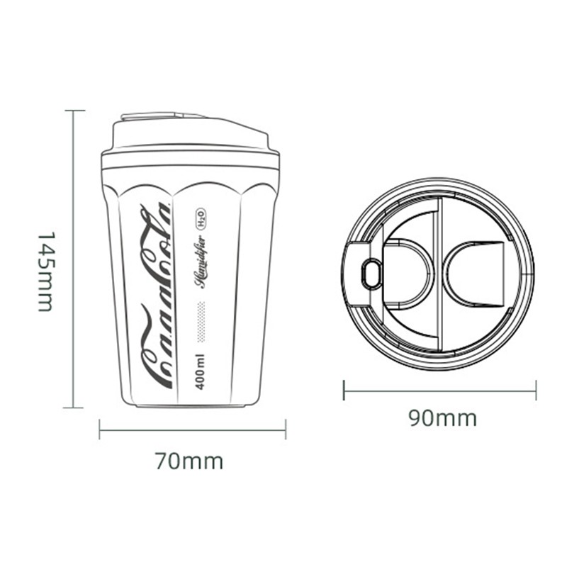 400ml Flame Humidifier Cordless ABS No Button Design Coke Cup