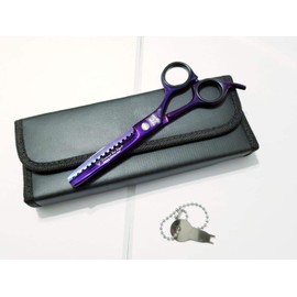 Diamond Cut Edge 6.5" Professional Hairdressing Barber Cutting Razor Sharp Thinning Texture Scissors Shears Purple with Zipper Case