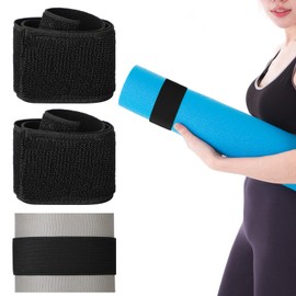 Honoson 4 Pcs Nylon Yoga Mat Strap Stretchable Holder Straps Heavy Duty Bungee Straps Band Adjustable Carrying Strap for Exercise Workout Pilates Yoga Mat Storage Gym, Black