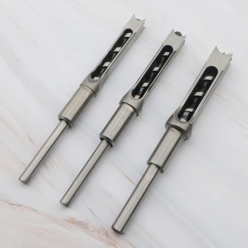 Pxyelec 3 Piece Woodworking Square Hole Drill Bit Set Mortise