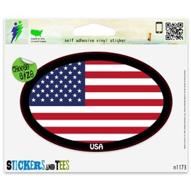 USA Flag Oval Vinyl Car Bumper Window Sticker 3" x 2"