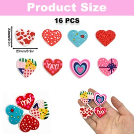 16PCS Heart Shaped Focal Silicone Beads, Colorful Heart Shaped Silicone Focal Beads for Keychain Making, Creative Loose Beads Bulk for Beaded Pens DIY Handmade Crafts Necklace Bracelet Lanyard