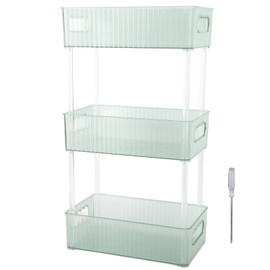 Acrylic Bathroom Storage Rack 3 Tiers Bathroom Counter Organizer Countertop Storage Cosmetic Storage Box for Makeup Cosmetic Perfume Dark Green