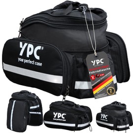 YPC Converter Bicycle Bag for Pannier Rack L - Pannier Rack Bag, Rear Bicycle Bag with Carry Handle, Waterproof Outdoor Bicycle Bag, Foldable Side Bags, Black, 34 x 26 x 18 cm - 18 L