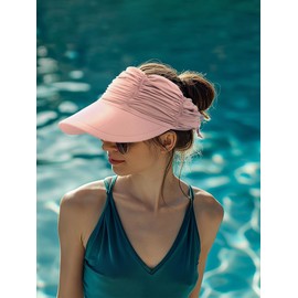 Baynetin Women's Visor Sun Hat with Large Brim, UV Protection Beach Sports Hat, Beach Hat, Summer Hat, Sun Visor Hats for Women and Women, UV Protection, Z_Pink