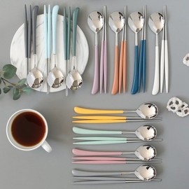 Montblanc Swan Silver Cutlery Adult Set (1 Spoon, 1 Chopstick) / 몽블랑 스완 실버 커트러리 어른 수저 숟가락 1p 젓가락 1p 세트