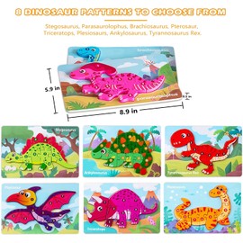 Wooden Puzzle, 3D Wooden Puzzle for Children, Dinosaur Toy, Wooden Puzzle for Toddlers of 3 Years, Learning Educational Wooden Puzzle Toy, Children's Birthday Party Favours (E)