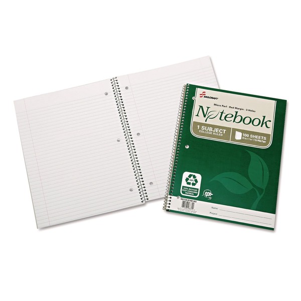 AbilityOne - SKILCRAFT 100% Post-Consumer Recycled Single-Subject Spiral Notebook –