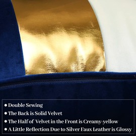 Navy Blue Gold Leather Patchwork Velvet Throw Pillow Covers 12x20 Set of 2 Luxury Modern Home Decor Cushion Cover Decorative Pillow for Couch Living Room Bedroom Car