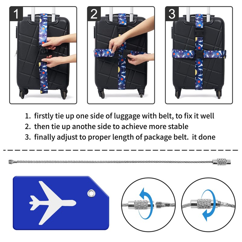 ZOUIQSS Pack of 2 Adjustable Suitcase Strap, Suitcase Strap, Durable