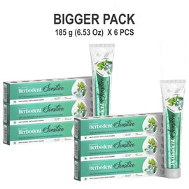 Herbodent® Sensitive Toothpaste for Enamel Repair & Cavity Protection, Fluoride Free, Sensitive Care with Natural Mouthwash & Gum Strengthening Herbs - Clove, Tomar, Long Pepper & more (6, 6.53 Ounce)