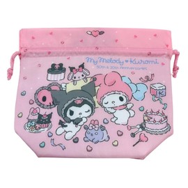 My Melody & Kuromi Cold Retention Folding Drawstring Lunch Bag Cooler Bag Lunch Bag Lunch Box Drawstring Bag Lunch Tote Lightweight Compact Plastic Bag Cooler Tote Bag Convenience Store Bag Simple