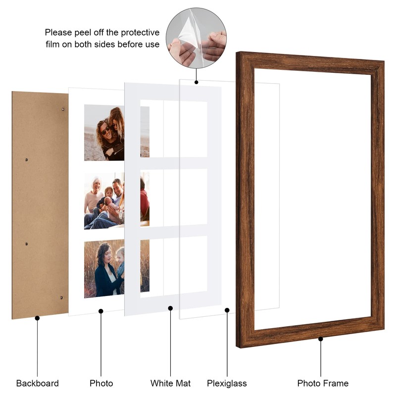 KSROECUD 8x14 Collage frame with 3 Openings 4X6 Pictures, Multiple