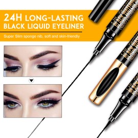 Magic Liquid Eyeliner, Black Waterproof Eye Liners, Long-Lasting, Sweatproof and Smudgeproof, Super Slim Eyeliner Pen Gel, Professional Eye Makeup Tools