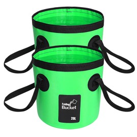 BANCHELLE Collapsible Bucket Water Container Portable Folding Camp Wash Basin for Outdoor Traveling Hiking Fishing Car Washing Gardening Camping 2 PCS (Green, 20L)