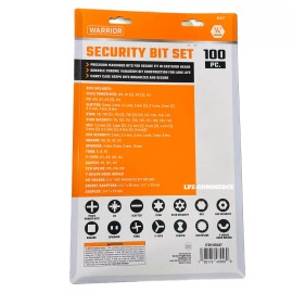 Warrior 100-Piece Security Bit Set w/Case Spline Hollow Star Hex Square 68457