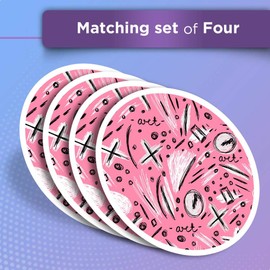 Vinyl Stickers (Set of 2) 10cm - Modern Art Pink Doodles Scribbles Fun Decals for Laptops,Tablets,Luggage,Scrap Booking,Fridges #21670