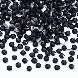 Meibite Black Flatback Rhinestones, Glass Rhinestones for Nail Art and Craft, Glue Fix, Loose Crystal Gemstones(Black, SS8, 2880pcs, 2.3-2.5mm)