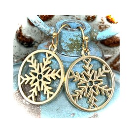 Gold Snowflake Dangle Earrings Winter Ski Jewelry Earrings for Women #3298FE293
