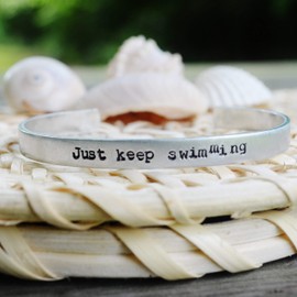 Just Keep Swimming Bracelet - Finding Nemo Quotes - Inspirational Jewelry - Motivational Bracelet - Finding Dory Quotes