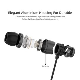 SoundMAGIC E11D USB-C In Ear Stereo Headphones with 10mm Drivers Metal Housing L Shape Plug Inline Controller HiFi Sound Black