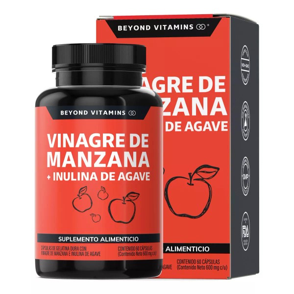 Beyond Vitamins Vinagre De Manzana Con Inulina De Agave | Sin Saborizante | Suplemento Alimenticio - Vinagre De Manzana - 60 Capsulas