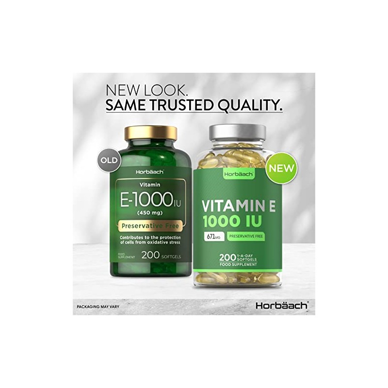 Vitamin E Oil Capsules | 1000iu Strength | 200 Softgels