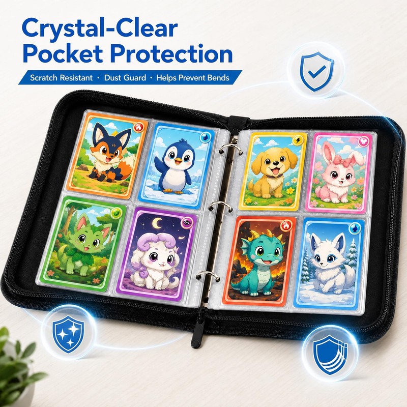 1 Large Capacity Trading Card Binder, 4-Pocket Card Holder with