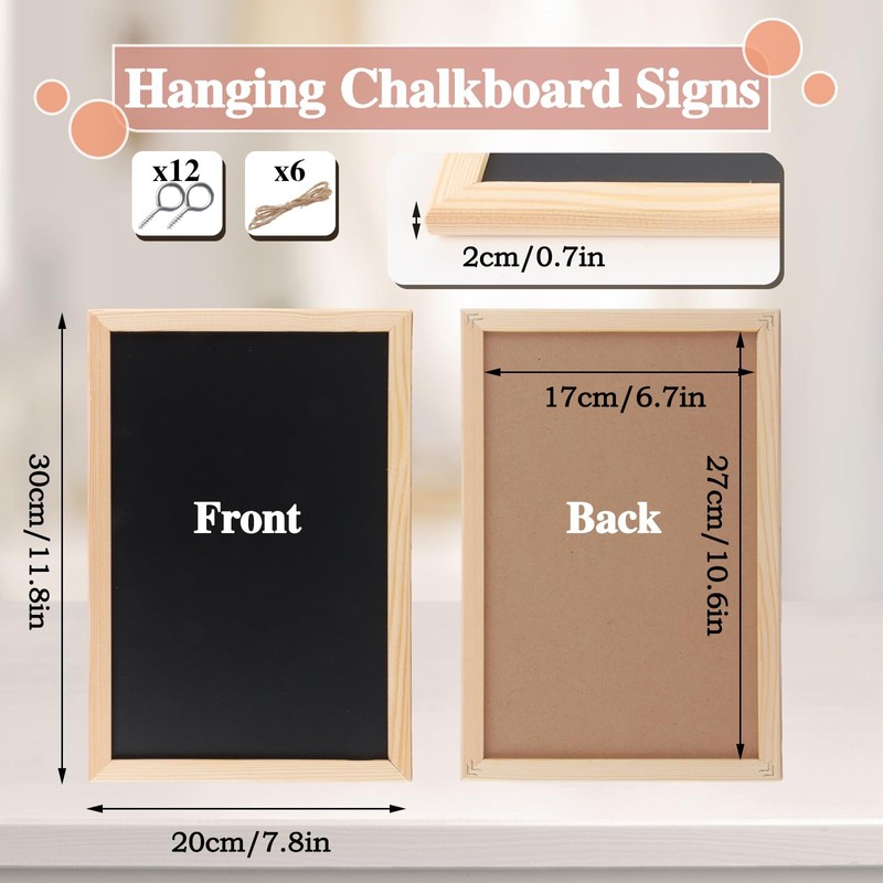 SHUESS 6 Pack A4 Hanging Chalk Board with String -
