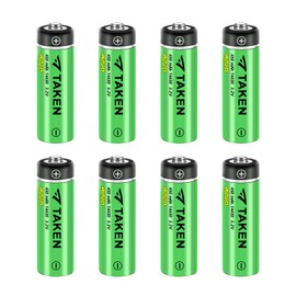 Taken 14430 3.2 Volt Rechargeable Solar Battery, 3.2V 450mAh 14430 LiFePO4 Rechargeable Battery for Solar Panel Outdoor Garden Lights (NOT AA Battery) - 8 Pack