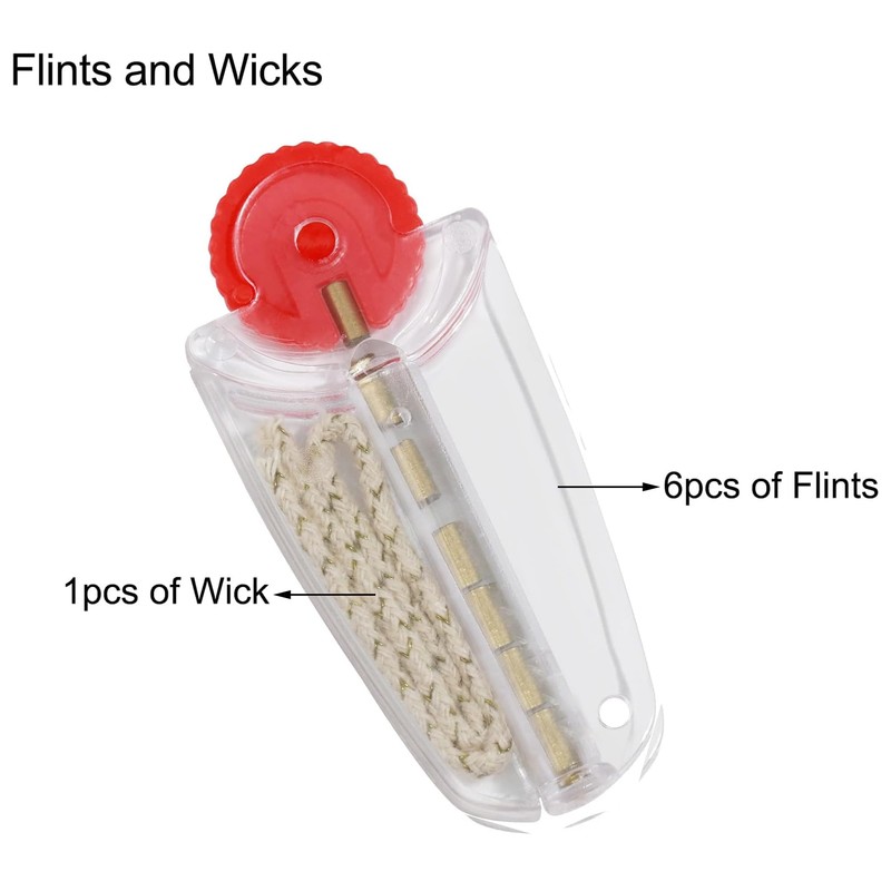 DEWEL 3 Pack Lighter Wick Flint and Cotton Material, Kerosene