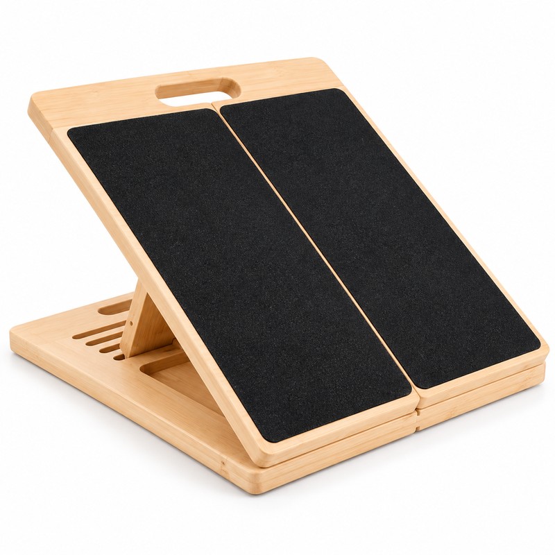 Adjustable Wooden Slant Board for Calf Stretching, Squats and Ankle