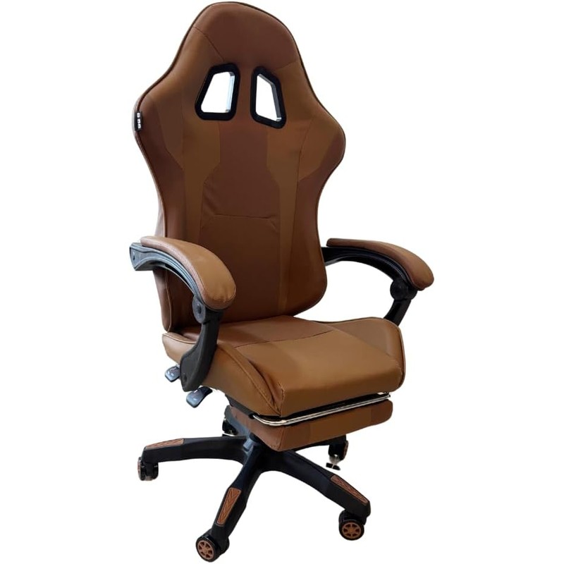 Silla Gamer Ergonómica Capibara, Ajustable en Altura, Reposabrazos Acolchados, Marrón