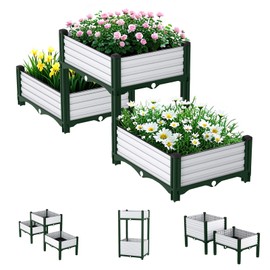 Planter Box Raised Garden Bed with Reinforced Support Rods, Drainage Grid, Multi-Combination Options for Vegetables, Flowers, and Herbs, Ideal for Balcony, and Patio Gardening