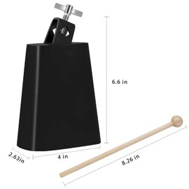 Eastrock 5 inch Metal Steel Cow Bells Noise Makers Hand Percussion Cowbell with Stick for Drum Set
