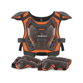 Kids Dirt Bike Gear Motocross Chest Protector Motorcycle Protective Gear Armor Vest Knee Guards Elbow Pads Dirt Bike Riding Gear for Baby Biker ATV (Orange)