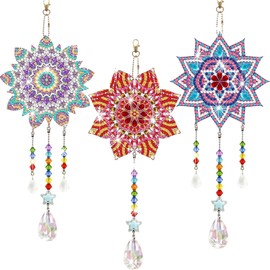 Frundoo Diamond Painting Pendant Wind Chime Gift Girls 5 6 7 8 9 10 11 12 Years DIY 5D Diamond Painting Wind Chime Sun Catcher Craft Set Children Diamond Painting Mandala for Home Decor