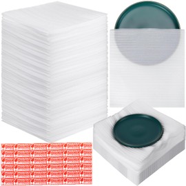 Berlune 200 Pack Foam Sheets Foam Pouches Bulk for Packing Dishes Glasses, Packing Supplies for Moving Cushioning Moving Supplies with 200 Fragile Stickers Labels(12" X 12")
