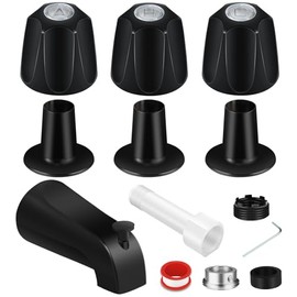 Coolfell Tub Shower Trim Kit, Matte Black Shower Knob 3 Piece and Bath Tub Spout, Compatible with Price/Pfister Verve and 3 Handle Tub Shower, Bathtub Spout for 1/2" Copper, 1/2" IPS and 3/4" IPS