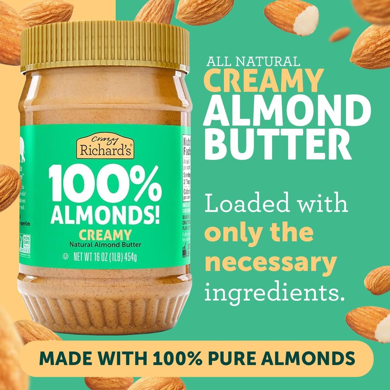 Crazy Richard's 100% All-Natural Creamy Dry Roasted Almond Butter with