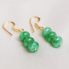 Gempires Green Jade Beads Earrings Dangle Style - Lucky Gemstone Jewelry for Women | s (Green Jade)